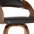 thumbnail image 1 of Brown Faux Leather Modern Walnut Wooden Bar Stool, 1 of 10