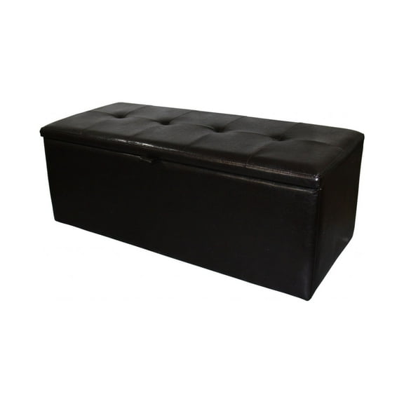 Brown Faux Leather Storage Bench