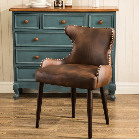 Brown Faux Leather Upholstery / Office Setting / Blends Well with Decor