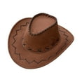 thumbnail image 1 of Brown Faux Suede Cowboy Hat - Stylish Leather Cowboy Hat for Kids Western Themed Events Dress Up Play,Coffee1, 1 of 7
