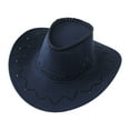thumbnail image 1 of Brown Faux Suede Cowboy Hat - Stylish Leather Cowboy Hat for Kids Western Themed Events Dress Up Play,Navy, 1 of 3