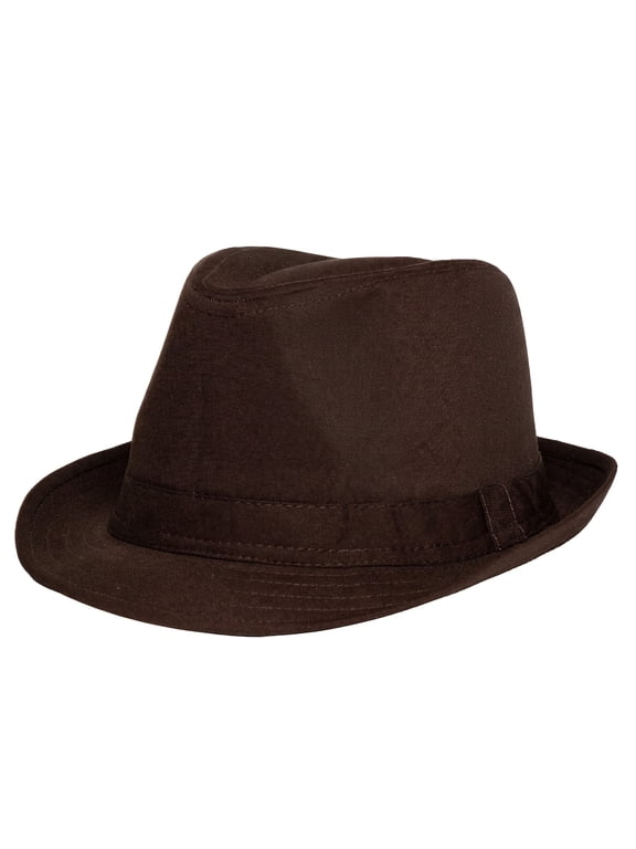 Brown Fedora Hat Unisex Classic Trilby Dress Costume Party Fashion Cap for Men Women Casual Formal Outfits