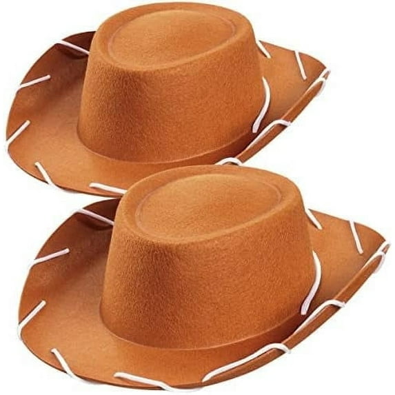 Brown Felt Kids Cowboy Hats For Western Themed Cowboy Costume Brown 2-Pack Toddler cowboy hat Boys & Girls