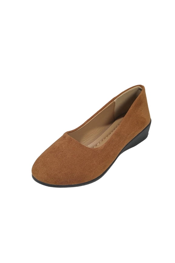 Brown Female Bow Low-Cut Wedge Shoes Solid Color Versatile Spring Summer Casual Fashion Comfort Shoes