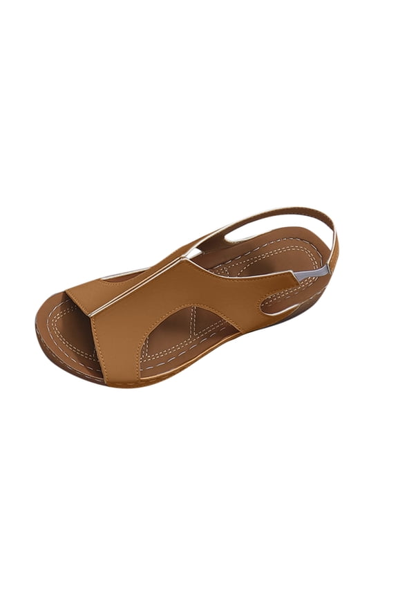 Brown Female Everyday Open Toe Sandals, Pu For Outdoor Fun And Casual Occasions