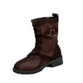 thumbnail image 1 of Brown Women'S Mid-Calf Boots Fashion Comfortable Casual Winter Solid Color Buckle Mid Heel Retro Boots For Women Size 40 Weight 1.55 Lb, 1 of 9