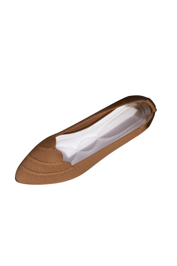 Brown Female Open Toe Pointed Flats With Comfortable Fit, Soft Sole Breathable Mesh