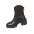thumbnail image 1 of Brown Female Short Boots With Chunky Heel Supportive Arch For Walking And Standing In Comfort All Day, 1 of 7