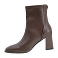 thumbnail image 1 of Brown Female Thick Soled Square Toed Block Heel Short Boots For Fall And Winter Leisure Shoes With High Heel And Supportive Heel, 1 of 9