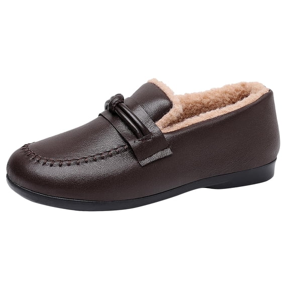 Brown Female Waterproof Slip-Ons For A Comfortable And Stylish Wear During Fall And Winter