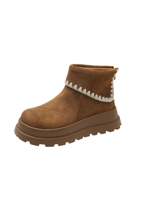 Brown Females Platform Sole Comfortable Short Boots Large Measurements Fall Winter Time Lifting Ankle Boots For Outdoor Use
