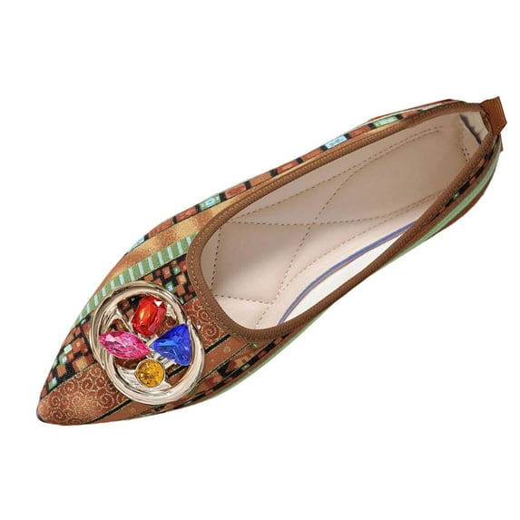 Brown Women'S Casual Flats Pointed Toe Flats Rhinestone Embellished Slip-Ons Comfortable Low Heel Work Shoes 0.49 Lb