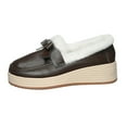 thumbnail image 1 of Brown Feminine Loafers With Fleece Lining And Solid Color Suitable For Various Activities, 1 of 9