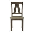 thumbnail image 1 of Brown Finish Dining Side Chairs set of 2pc Metal Banded Rivets Cotton Fabric Upholstered Furniture, 1 of 3