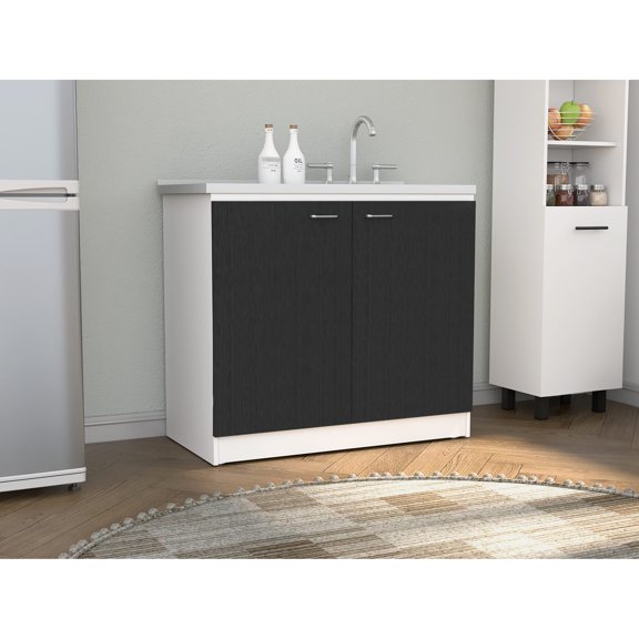 Brown Finish - Shelves Included - Kitchen Use Case - Contemporary Kitchen Cabinet