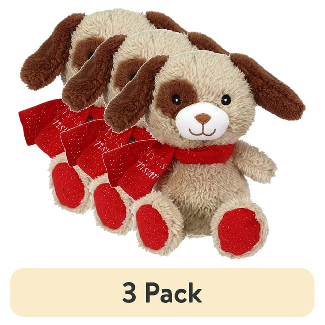 (3 pack) Brown First Christmas Dog Child's Plush Toy, 7 in, by Holiday
