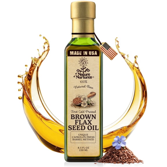 Brown Flax Seed Oil for Cooking | Raw First Cold Pressed | Single Press Below 30C | Unrefined | Made in USA