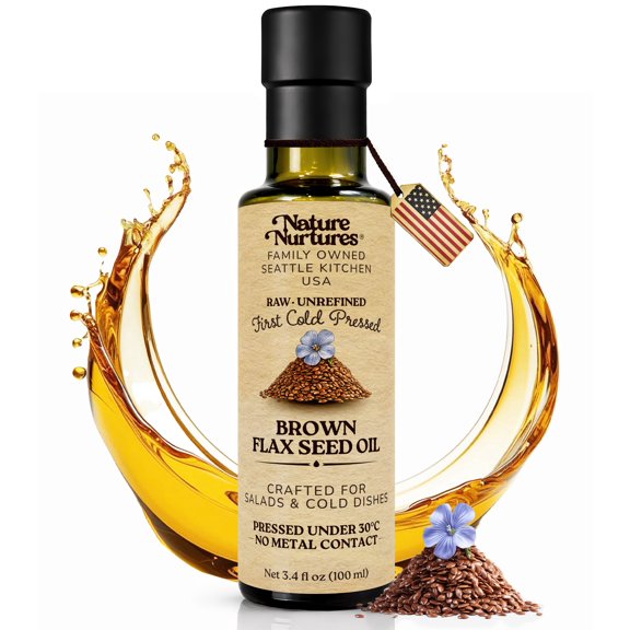 Brown Flax Seed Oil for Cooking | Raw First Cold Pressed | Single Press Below 30C | Unrefined | Made in USA