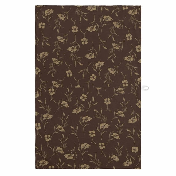 Brown Floral 1 Pack Kitchen Towel, Water Absorbent Dish Towel, Vintage Spring Botanical Flowers Decorative Hand Towels - Quick Drying Cloth for Cooking Baking, 18x28 Inch
