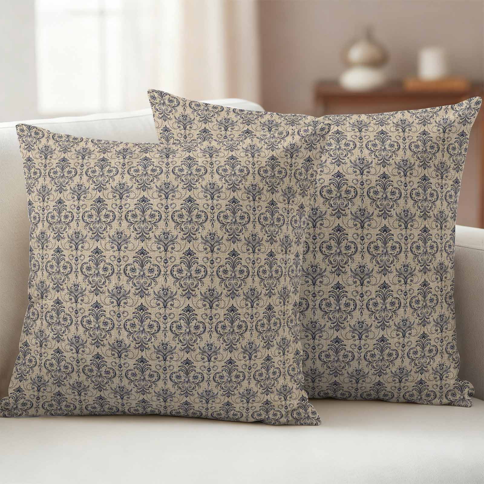 Brown Floral Abstract Outdoor Waterproof Throw Pillow Covers 20x20 Set of 2, Vintage Ethnic Bohemian Flowers Decorative Pillowcases Cushion Pillowcase for Couch Sofa Patio Outside Pillow Protector