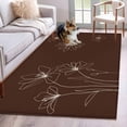 thumbnail image 1 of Brown Floral Area Rugs 2.7'x5', Washable Small Throw Rugs for Kitchen Bedroom, Spring Flower Indoor Outdoor Rug Non-Slip Low Pile Carpet Runner Reversible Floor Mats, 1 of 8