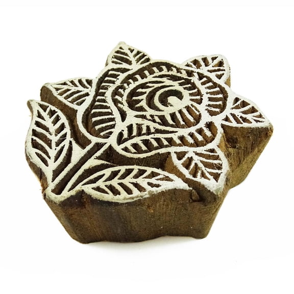 Brown Floral Handcarved Decorative Block Textile Printing Block Blockprint Stamp