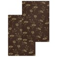thumbnail image 1 of Brown Floral Kitchen Dish Towels for Drying Dishes Set of 2, Vintage Spring Botanical Flowers Waffle Weave Microfiber Hand Tea Bathroom Towels Quick Dry & Absorbent Towel 15.7x23.6, 1 of 7