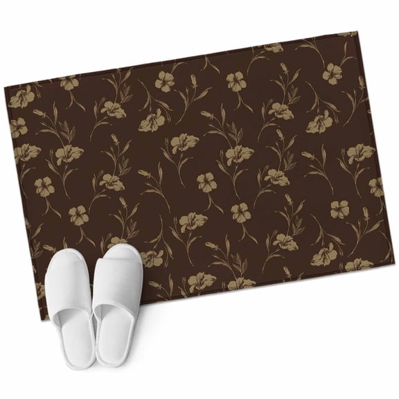 Brown Floral Large Area Rugs for Bedroom Living Room, Soft Non Slip Carpet Bedside Rug, Vintage Spring Botanical Flowers Rectangular Floor Cover Kitchen Accent Rug 2'x3' for Dining Room/Office