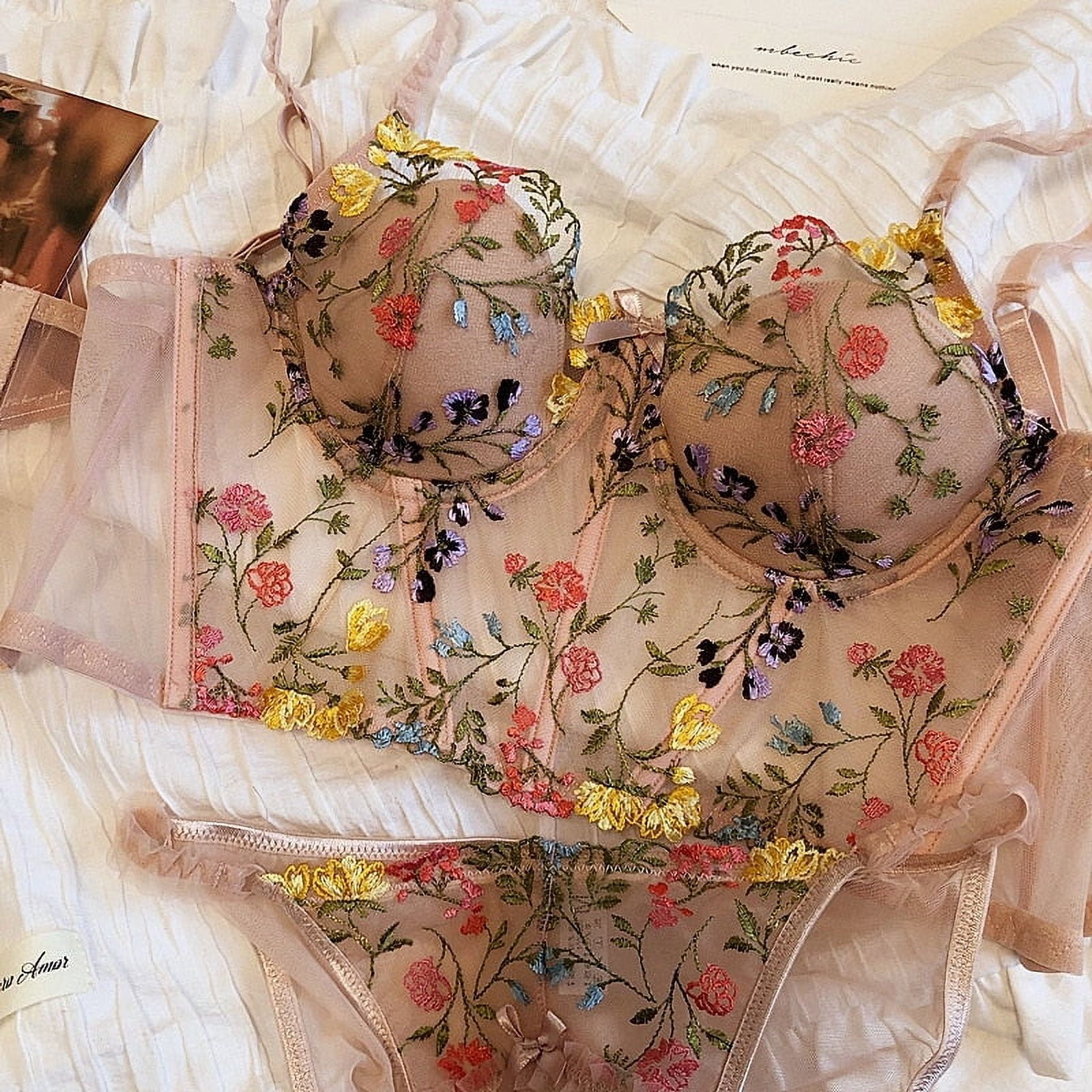 Brown Floral Lingerie Set Pushup Corset Walmart brown-floral-lingerie-set-pushup-corset-walmart