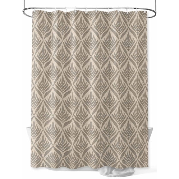 Brown Floral Long Shower Curtain Set, Waterproof Shower Curtains for Bathroom, Vintage Modern Geometric Abstract Art Washable Fabric Cloth Bath Curtain for Bathtub Decoration with Hooks 72x84 Inches