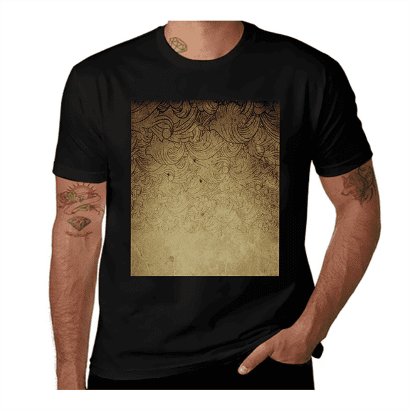 Brown Floral Ornaments-Vintage-Tan Casual Streetwea Everyday Tshirt Comfortable Wear tee shirt