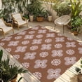thumbnail image 1 of Brown Floral Outdoor Rug 5x7 Ft - Reversible Patio Rug Outdoor Camping Rugs, Spring Flowers Modern Abstract Art Farmhouse Indoor Outdoor Area Rugs, Non-Slip Outdoor Carpet Runner for Deck/Porch, 1 of 8