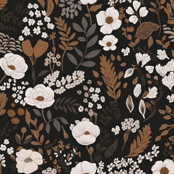 Brown Floral Peel And Stick Wallpaper Leaf Vintage Contact Paper Boho Flower Wall Paper Removable Wallpaper Self Adhesive For Cabinet Drawers Wall Decor 17.5''x393''