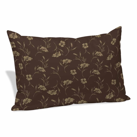 Brown Floral Pillow Covers, Linen Long Throw Pillow Case, Vintage Spring Botanical Flowers Holiday Pillow Protector Decorative Cushion Cover for Living Room/Bedroom 16" x 24"