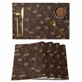 thumbnail image 1 of Brown Floral Placemats Set of 4, Vintage Spring Botanical Flowers Placemats for Dining Table, Place Mats for Kitchen Tabletop, Waterproof Wipeable Dining Table Mats Set, 1 of 9
