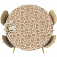 thumbnail image 1 of Brown Floral Round Tablecloth, Fitted Table Cover with Elastic for 36"-44" Round Tables, Vintage Rustic Flowers Botanical Spring Table Cloth Outdoor Indoor Dinning Party Waterproof Tablecloths, 1 of 7