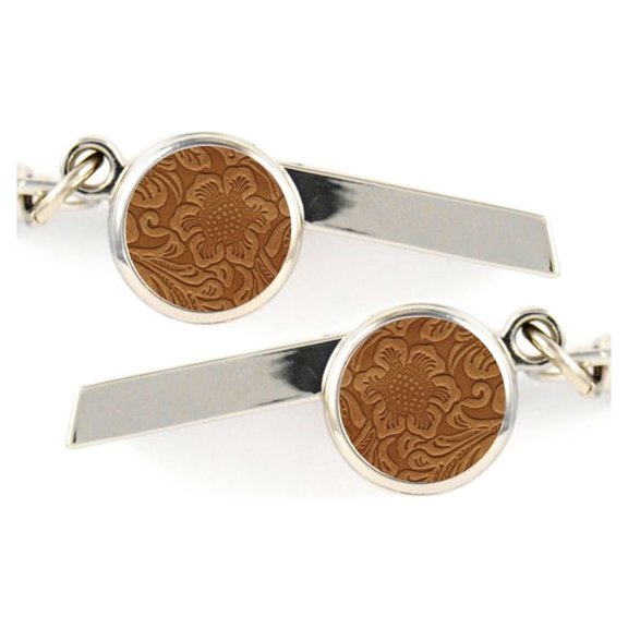 Brown Floral Safety Whistle Keychain