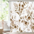 thumbnail image 1 of Brown Floral Shower Curtain, Modern Plants Botanical Fabric Cloth Shower Curtains for Rustic Vintage Bathroom Decor, Fall Watercolor Tan Eucalyptus Leaf, 72x72, 1 of 6