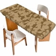 thumbnail image 1 of Brown Floral Silhouette Table Cloths for 8 Foot Rectangle Tables, Spring Farmhouse Vintage Flowers Patio Waterproof Elastic Fitted Tablecloths, Washable Rectangular Table Cover for Camping, 1 of 8
