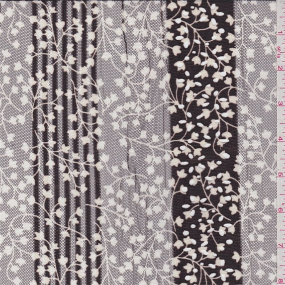 Brown Floral Stretch Mesh, Fabric Sold By the Yard