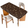 thumbnail image 1 of Brown Floral Table Cloths for 4 Foot Rectangle Tables, Vintage Spring Botanical Flowers Patio Waterproof Elastic Fitted Tablecloths, Washable Rectangular Table Cover for Camping, 1 of 8