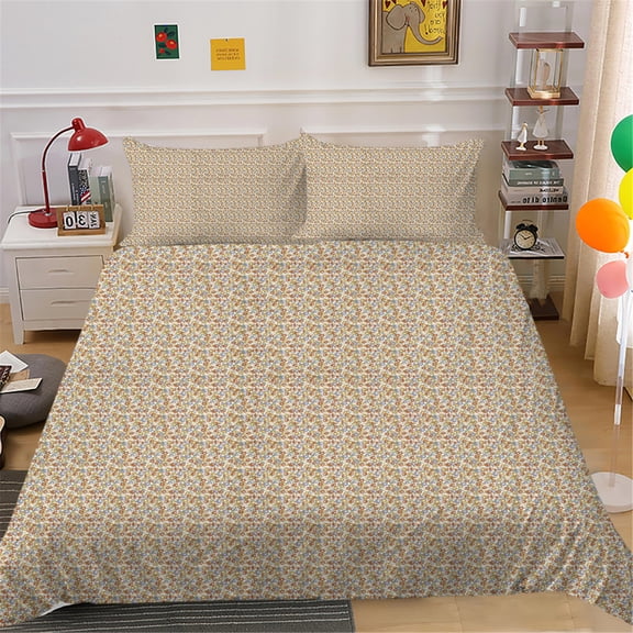 Brown Flower Bedding Cover Set with Pillowcase High Quality Home Bedspreads Fashionable Bedclothes