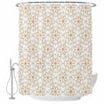 thumbnail image 1 of Brown Flower Shower Curtain, Waterproof Shower Curtains for Bathroom, Retro Tribal Art Abstract Monochrome Texture Washable Fabric Bathtub Curtain Set Bath Decor with 12 Hooks 72"x78", 1 of 8