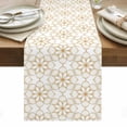 thumbnail image 1 of Brown Flower Table Runner - 60 Inch Long, Kitchen Dining Table Runner Dresser Scarves, Retro Tribal Art Abstract Monochrome Texture Farmhouse Decor for Coffee Tables Wedding Party Banquet, 1 of 8