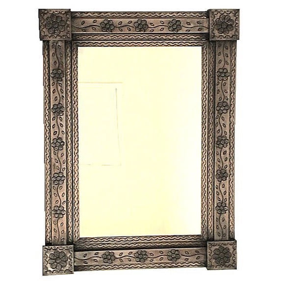 Brown Flower Tin Mirror