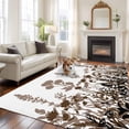 thumbnail image 1 of Brown Flowers Area Rug 5x7 FT, Non Slip Bedroom Throw Carpet, Vintage Country Spring Wild Floral Herbs Washable Soft Floor Carpet Non-Shedding Rug for Dining Room Bedside Classroom Desk, 1 of 9