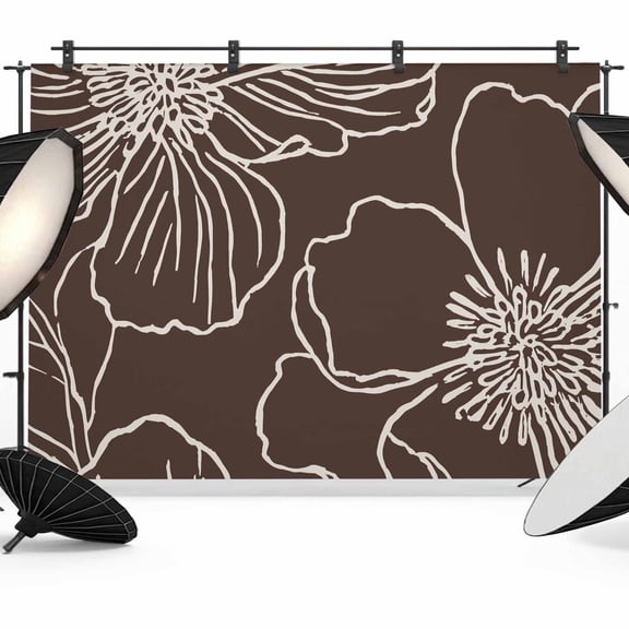Brown Flowers Backdrop for Photography,Fabric Photo Background Backdrop,Spring Floral Botanical Modern Art Photo Booth Background for Portrait Photoshoot Video Wedding Studio Decoration Banner 7x5ft