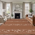 thumbnail image 1 of Brown Flowers Branch Area Rugs 6'x9', Washable Small Throw Rugs for Kitchen Dining room, Spring Summer Farmhouse Botanical Indoor Outdoor Rug Non-Slip Low Pile Carpet Runner Reversible Floor Mats, 1 of 8