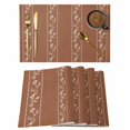 thumbnail image 1 of Brown Flowers Branch Placemats Set of 12 Spring Summer Farmhouse Botanical Place Mats Indoor Wipeable Table Mats Washable Cloth Dining Table Placemats for Kitchen Holiday Party Home Decor 13x19 Inch, 1 of 9