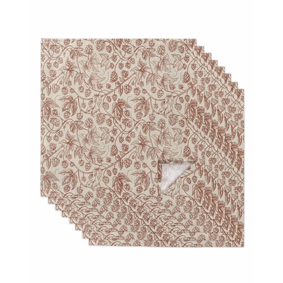 Brown Flowers Cloth Napkins Set of 8 Reusable Dinner Napkins, Vintage Farmhouse Floral Leaves Vines Cocktail Napkin Washable Table Napkins for Wedding/Holiday Party/Baby Shower 20"x20"